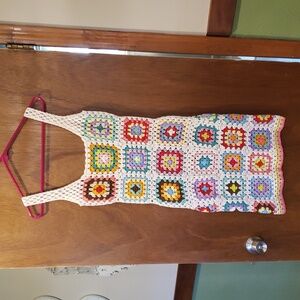 Colorful Crochet Granny Square Patterned Dress